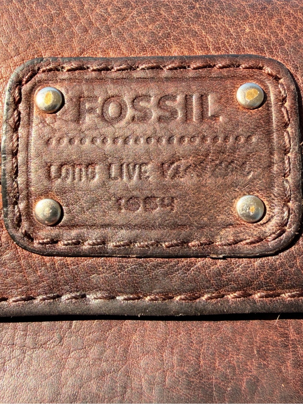 Vintage Fossil Brown Genuine Leather Flap Wallet Long Wallet - Picture 2 of 7